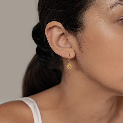 Boucles d’Oreilles Creoles Birthstone Topaze Novembre Sterling Argent