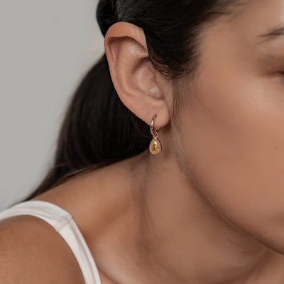 Boucles d’Oreilles Creoles Birthstone Topaze Novembre Sterling Argent