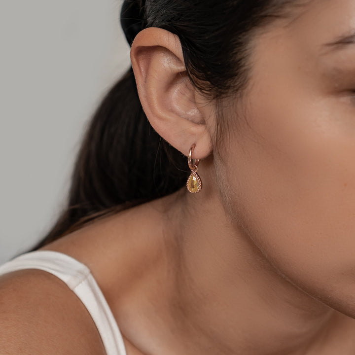 Pendientes de Aro Birthstone Topaz de Noviembre en Plata de Ley