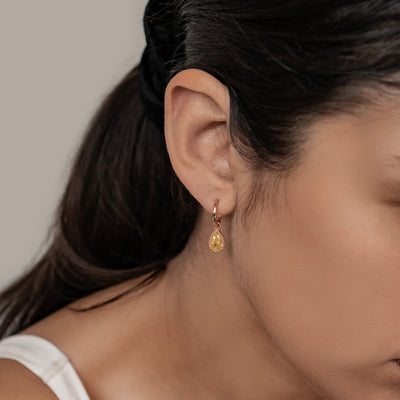 Boucles d’Oreilles Creoles Birthstone Topaze Novembre Sterling Argent