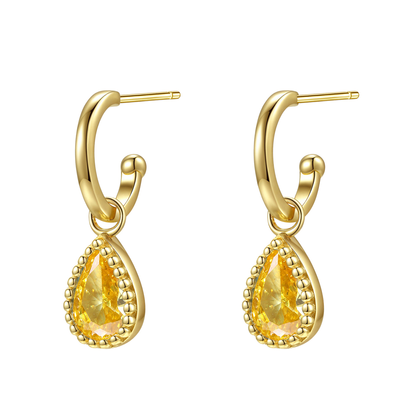 Boucles d’Oreilles Creoles Birthstone Topaze Novembre Sterling Argent