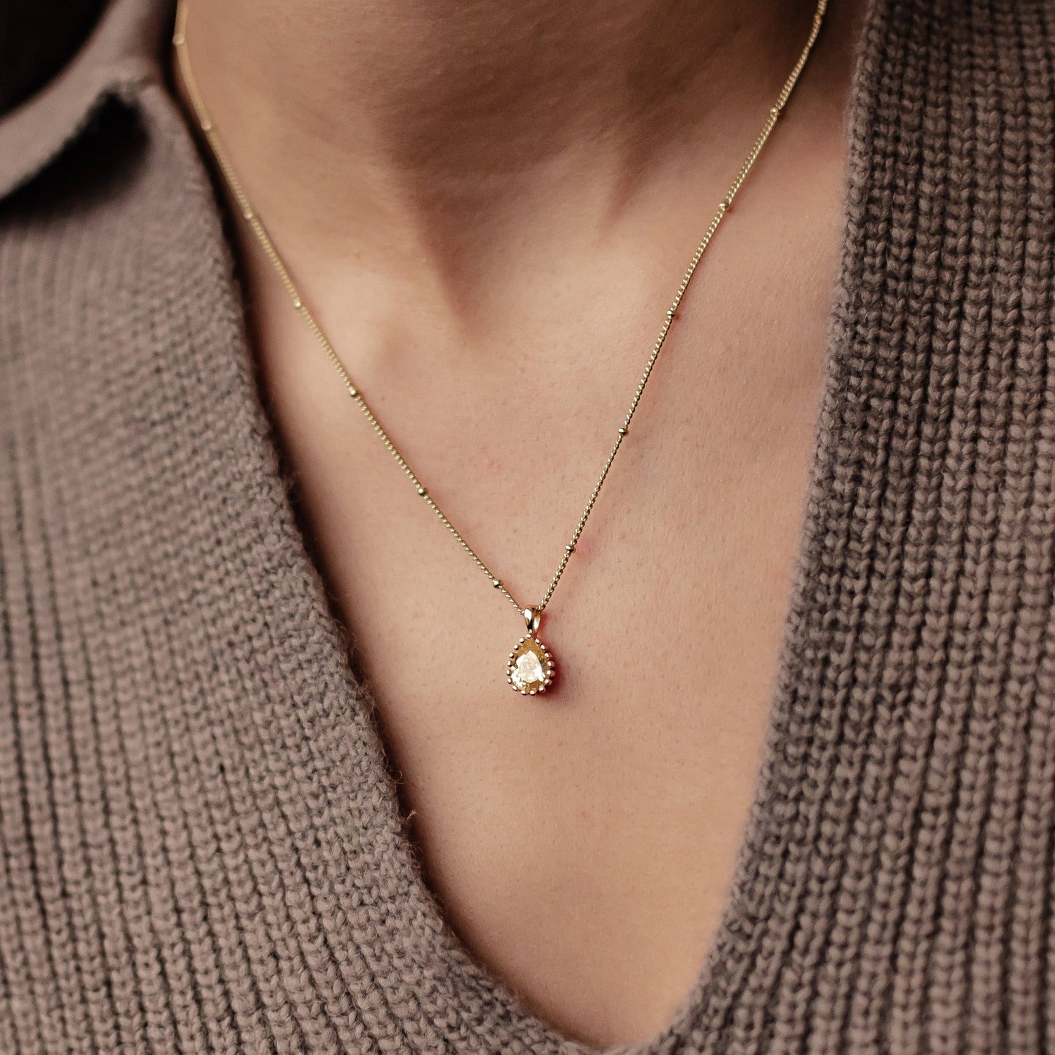 Collar Birthstone Noviembre Topaz Plata de Ley 925