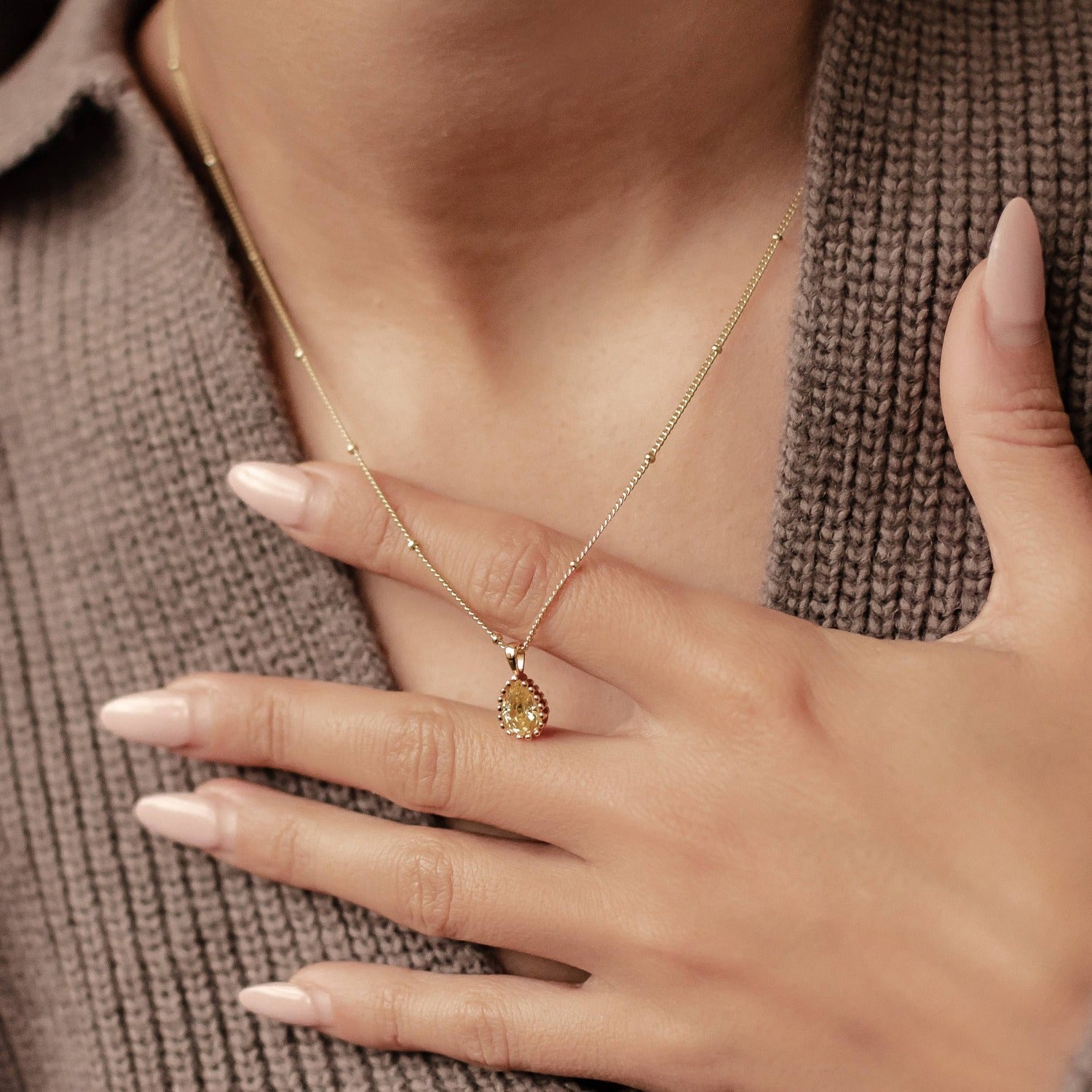 Collar Birthstone Noviembre Topaz Plata de Ley 925