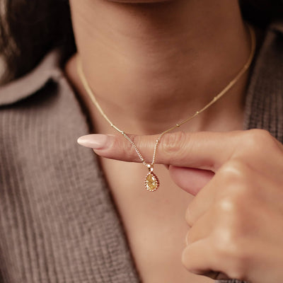 Collar Birthstone Noviembre Topaz Plata de Ley 925