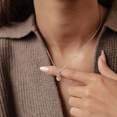 Collar Birthstone Noviembre Topaz Plata de Ley 925