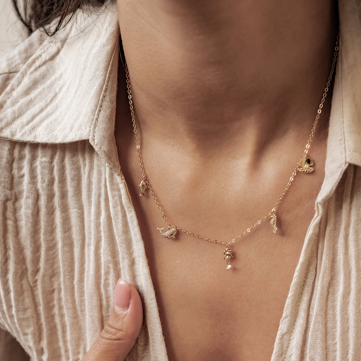 Ozean Charms Halskette Sterling Silber