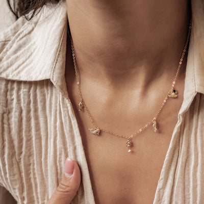 Ozean Charms Halskette Sterling Silber