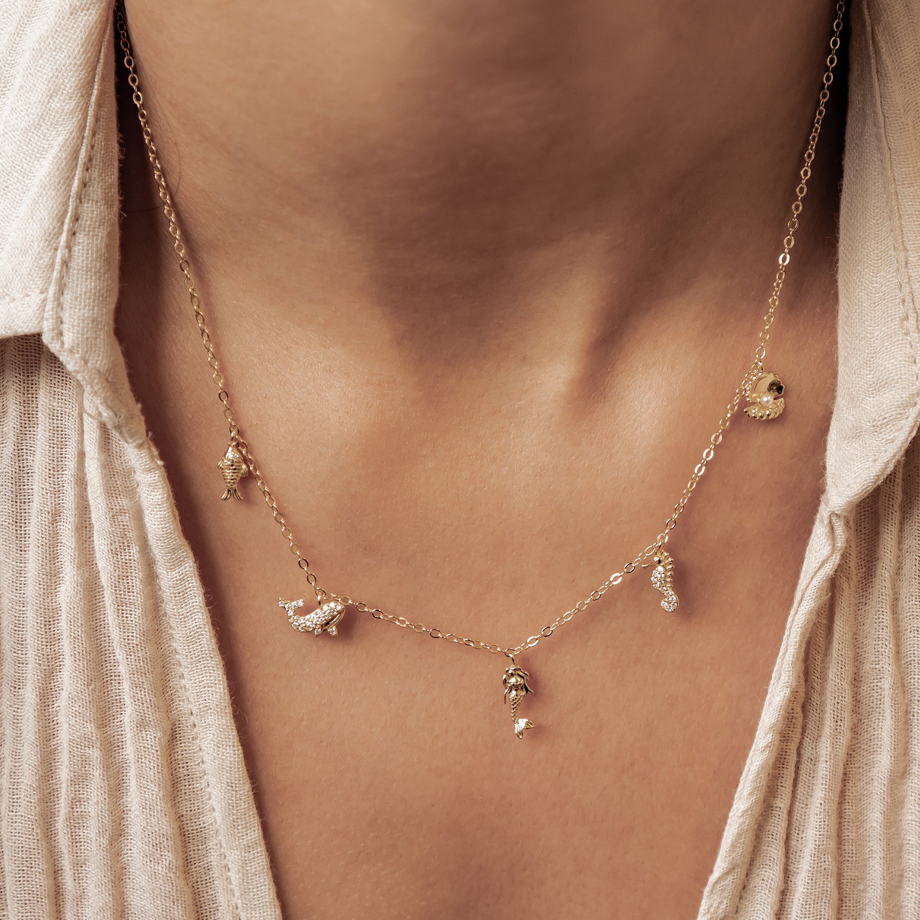 Ozean Charms Halskette Sterling Silber