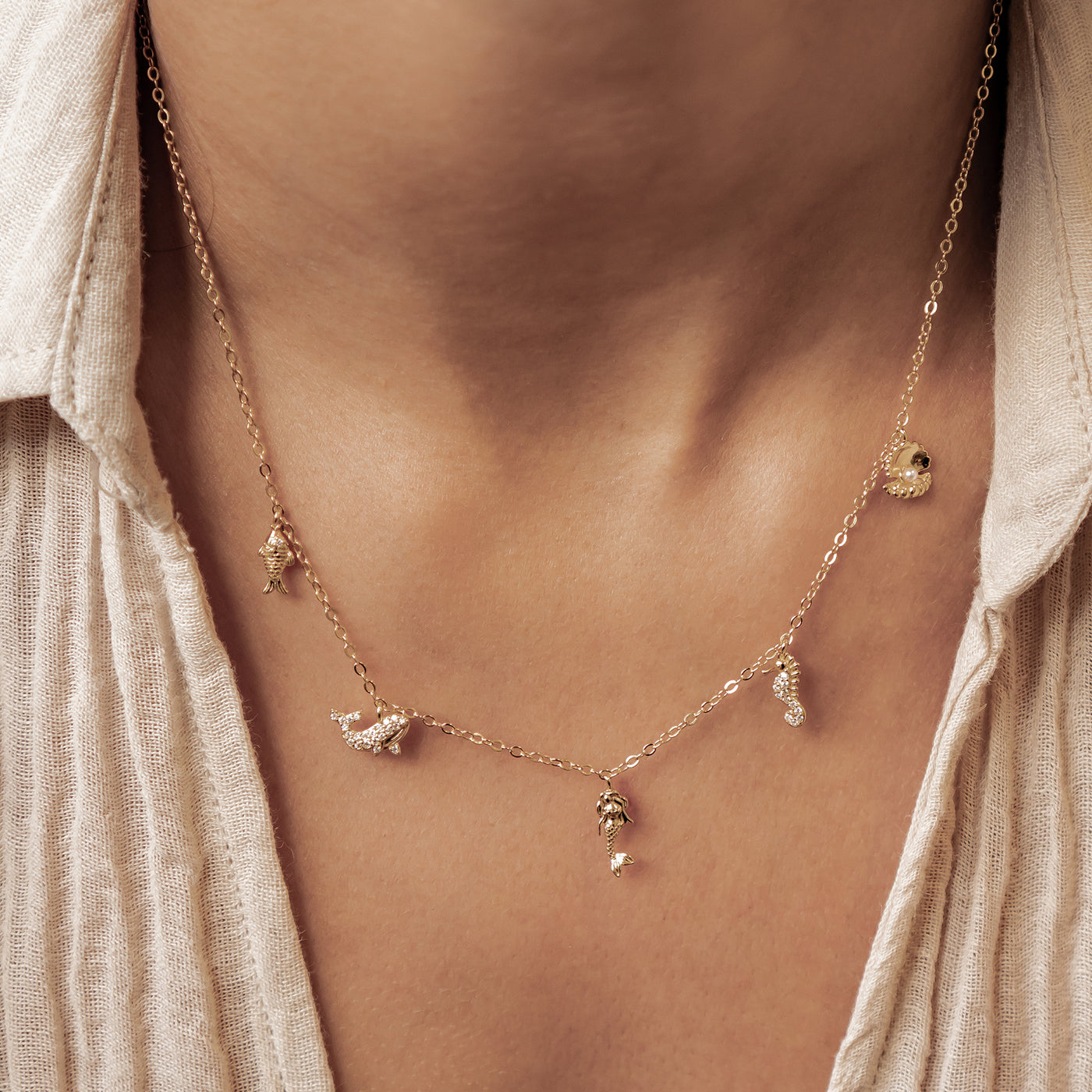 Ozean Charms Halskette Sterling Silber