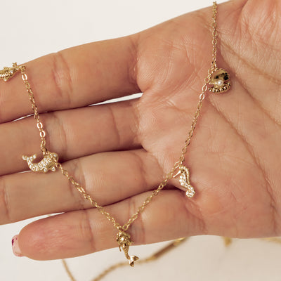 Ozean Charms Halskette Sterling Silber