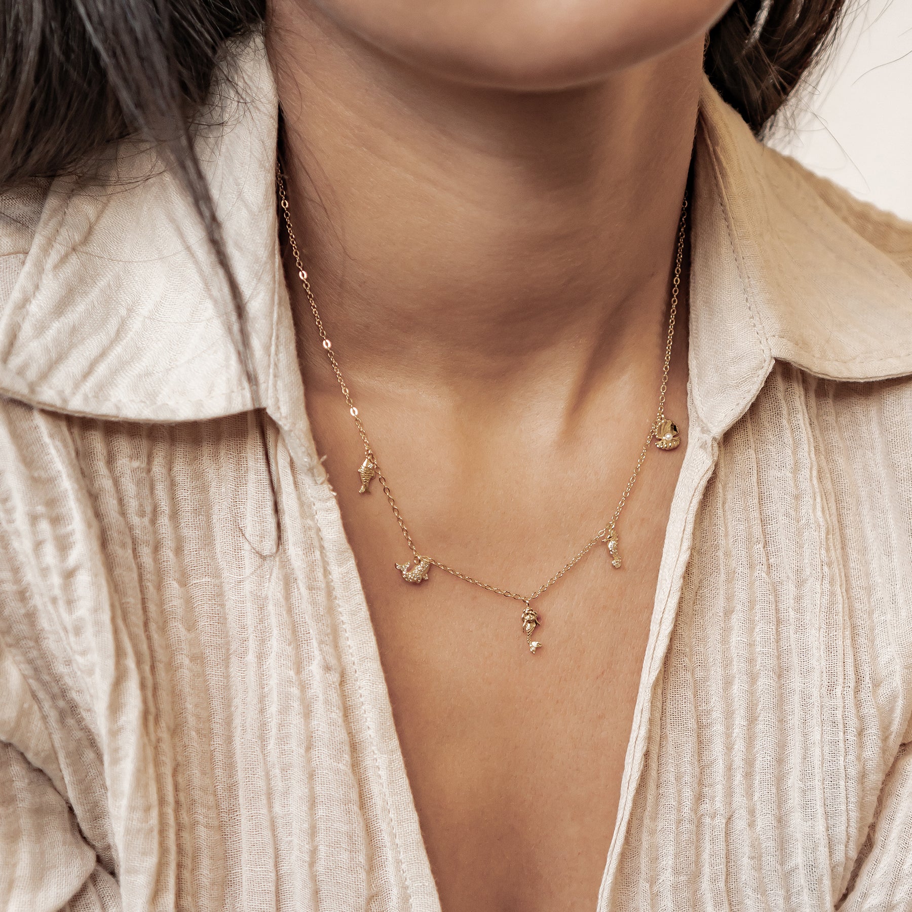 Ozean Charms Halskette Sterling Silber