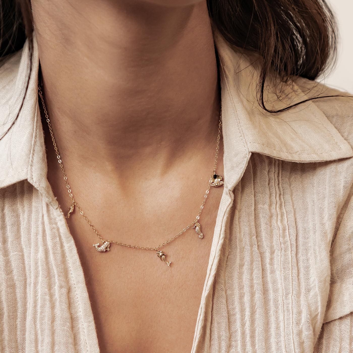 Ozean Charms Halskette Sterling Silber