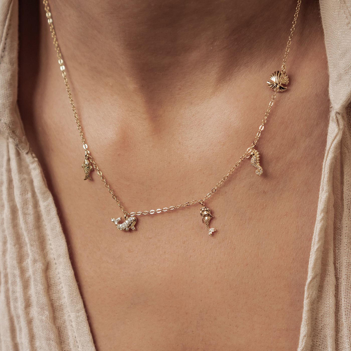 Ozean Charms Halskette Sterling Silber