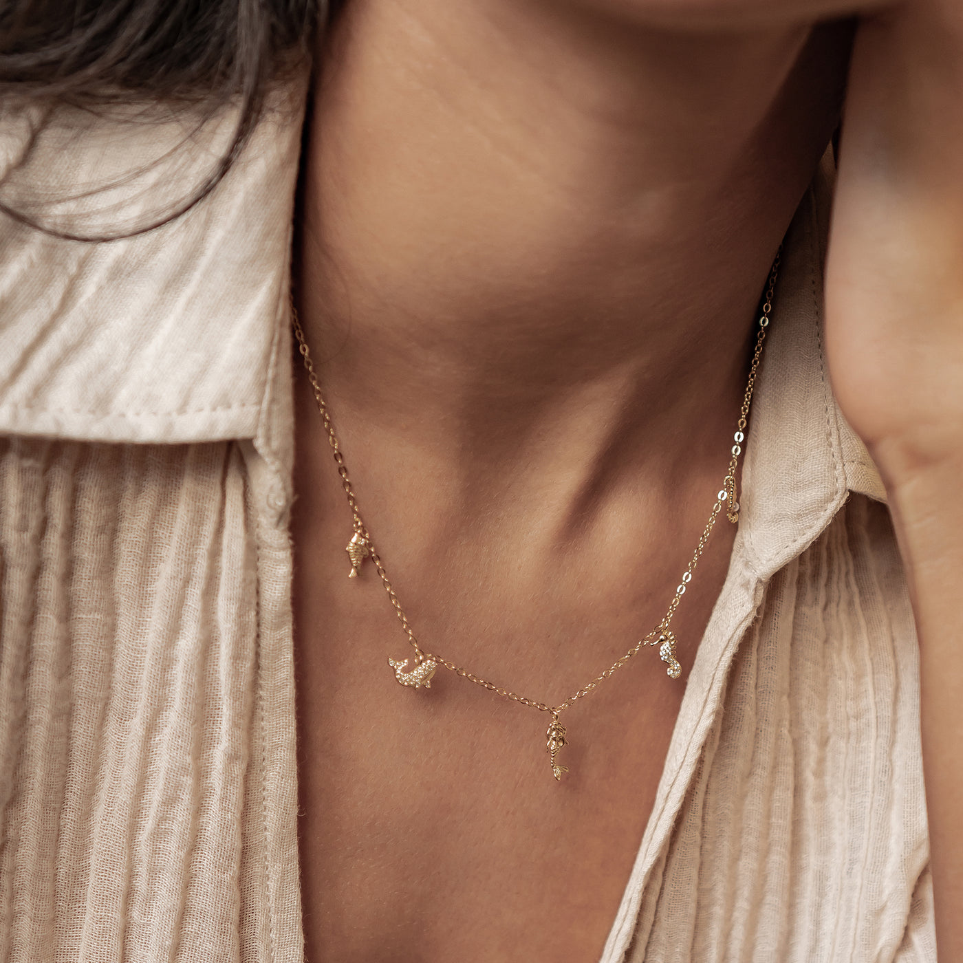 Ozean Charms Halskette Sterling Silber