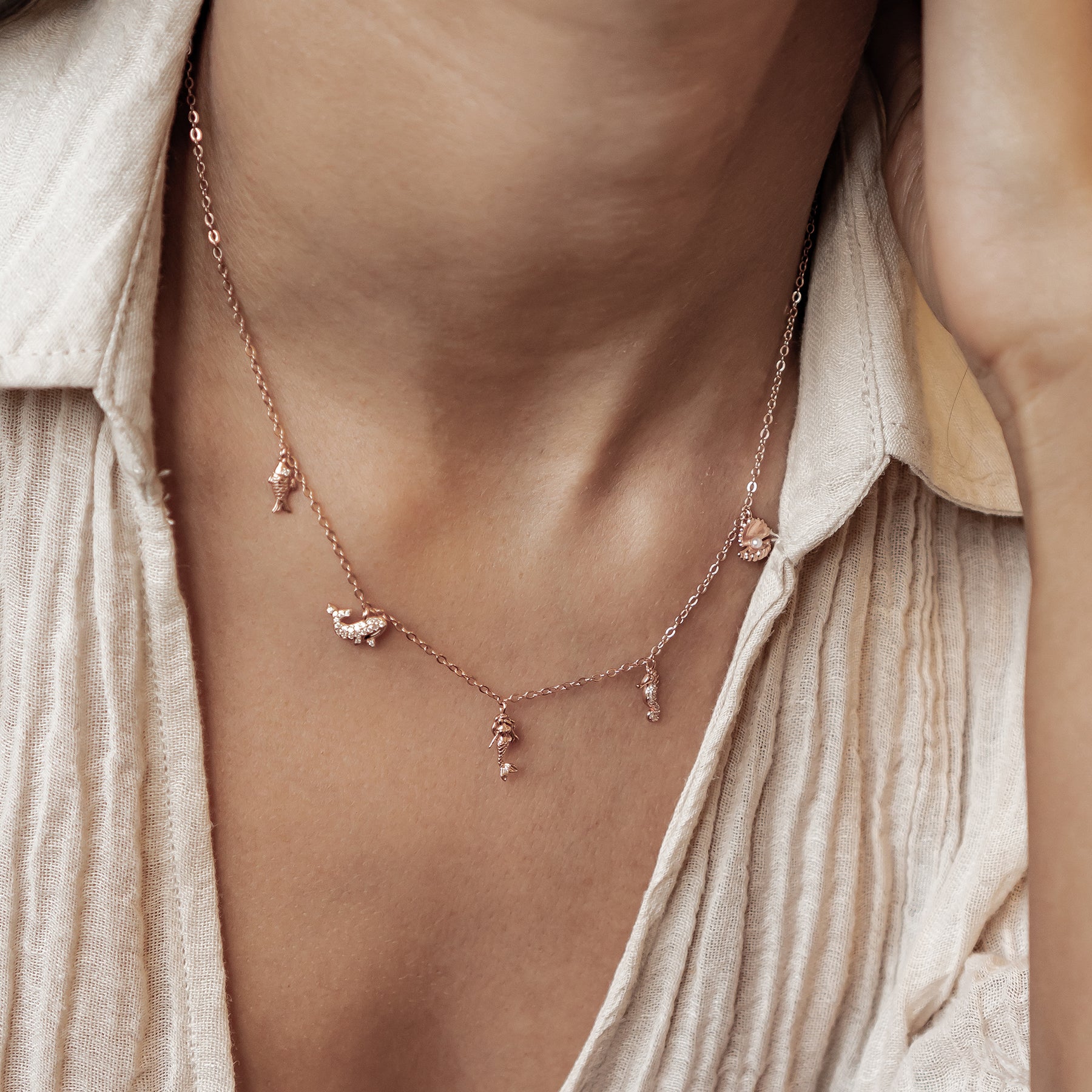 Ozean Charms Halskette Sterling Silber