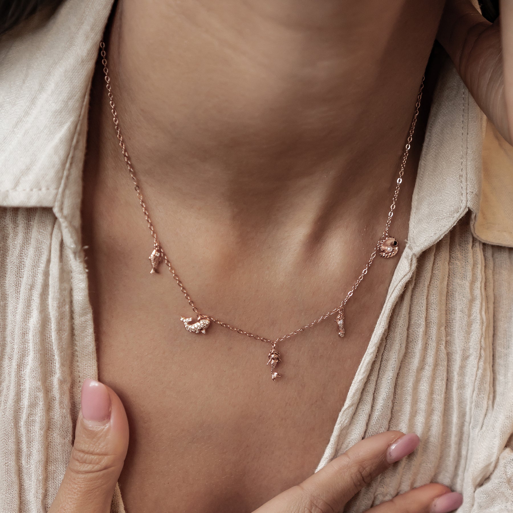 Ozean Charms Halskette Sterling Silber