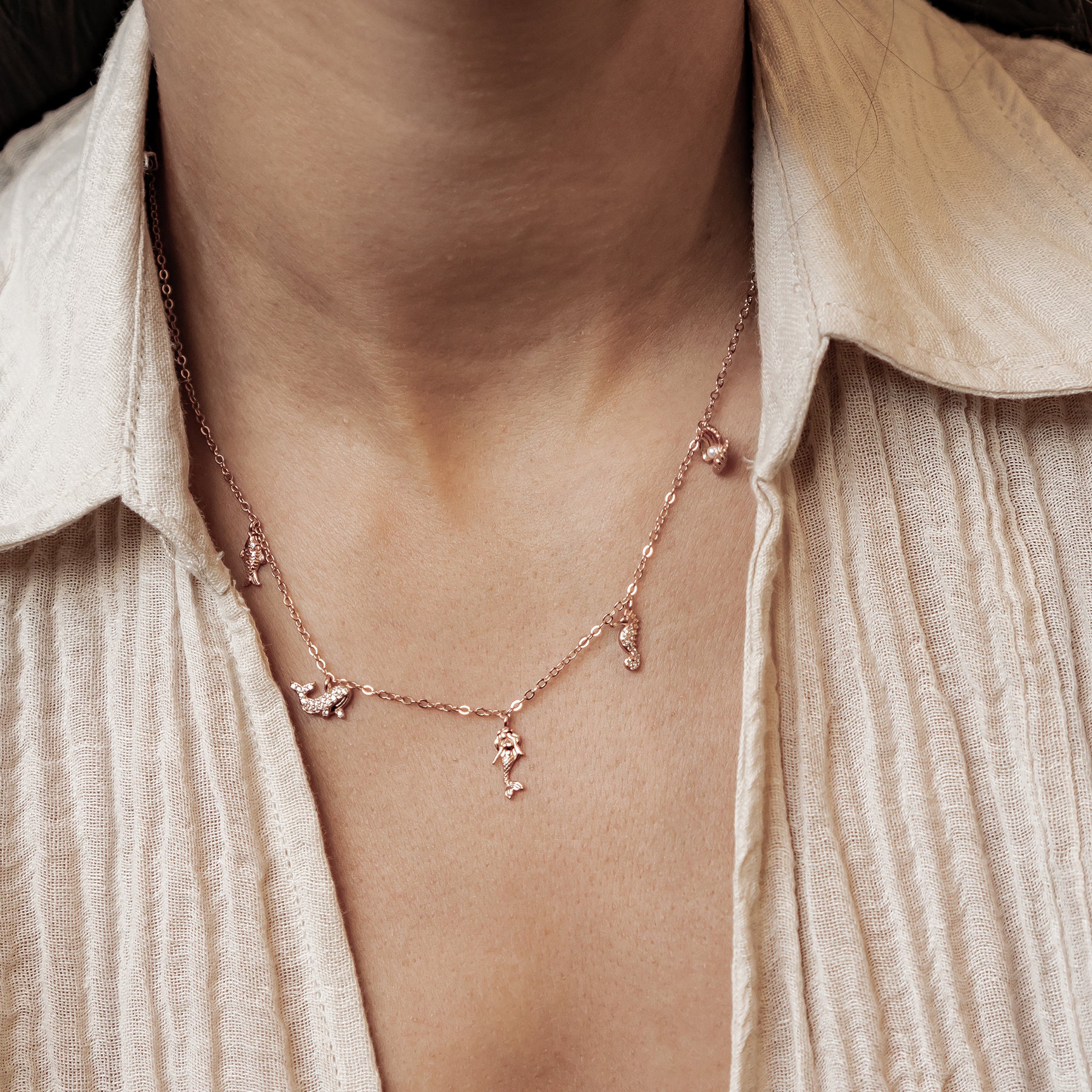 Ozean Charms Halskette Sterling Silber