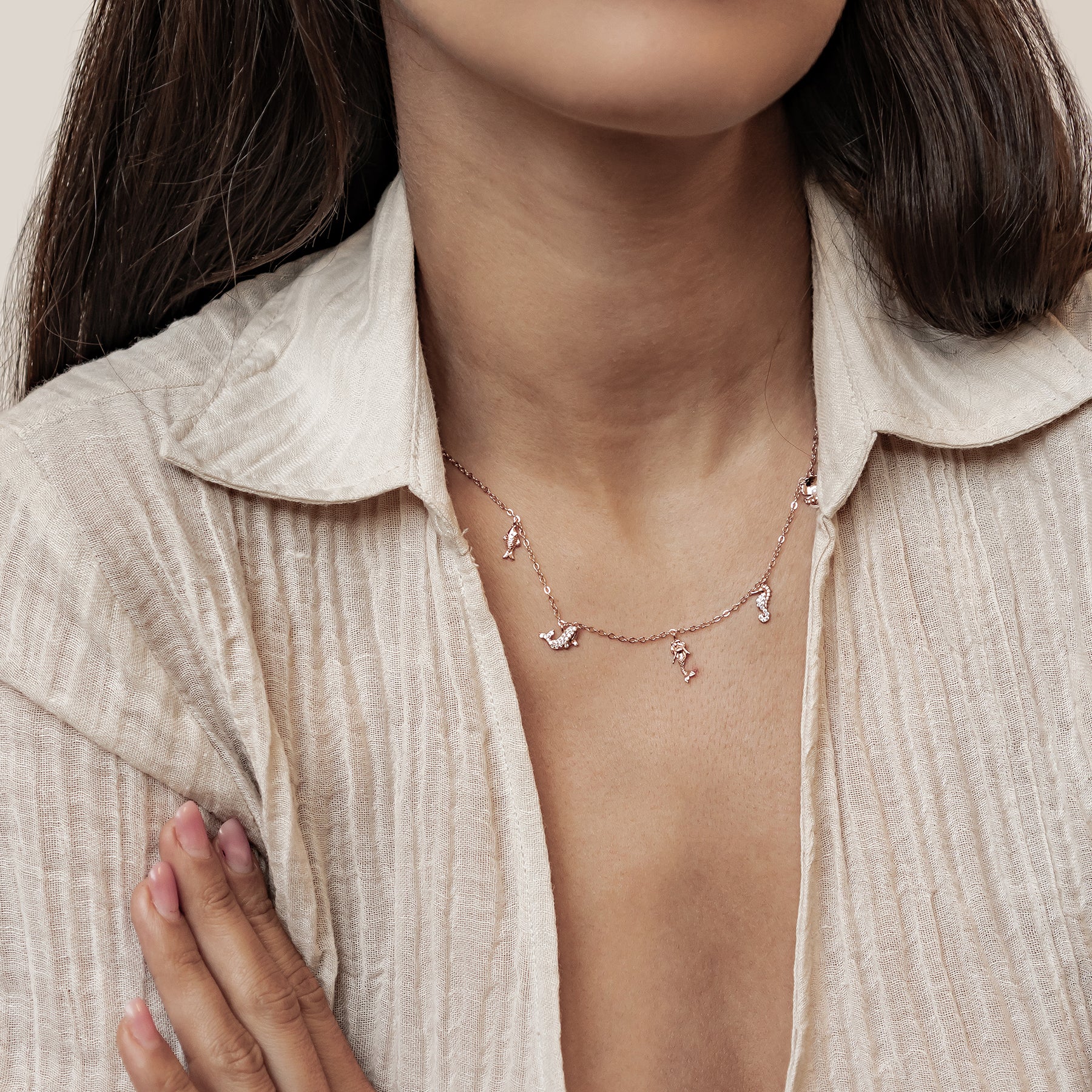 Ozean Charms Halskette Sterling Silber