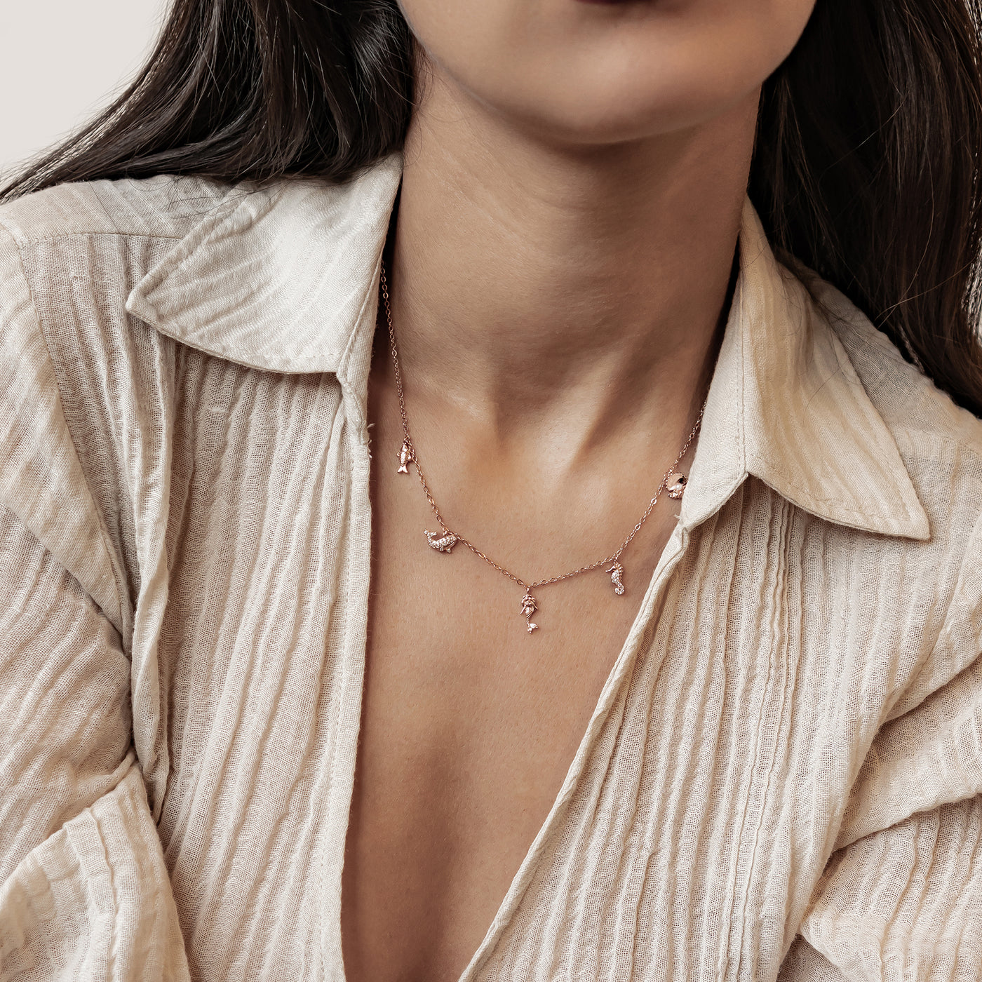 Ozean Charms Halskette Sterling Silber