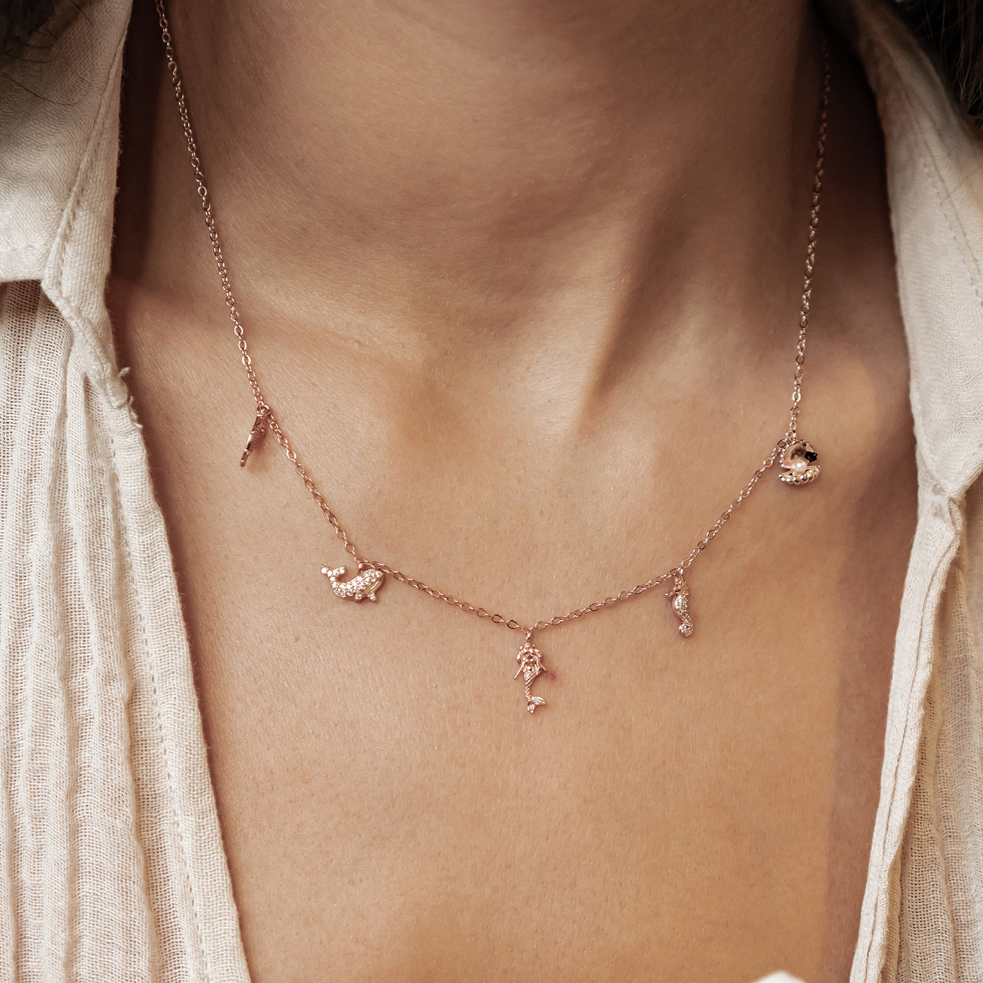 Ozean Charms Halskette Sterling Silber