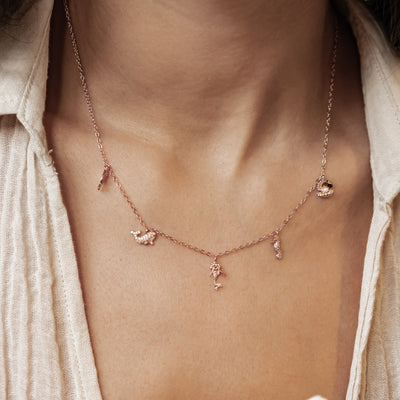 Ozean Charms Halskette Sterling Silber