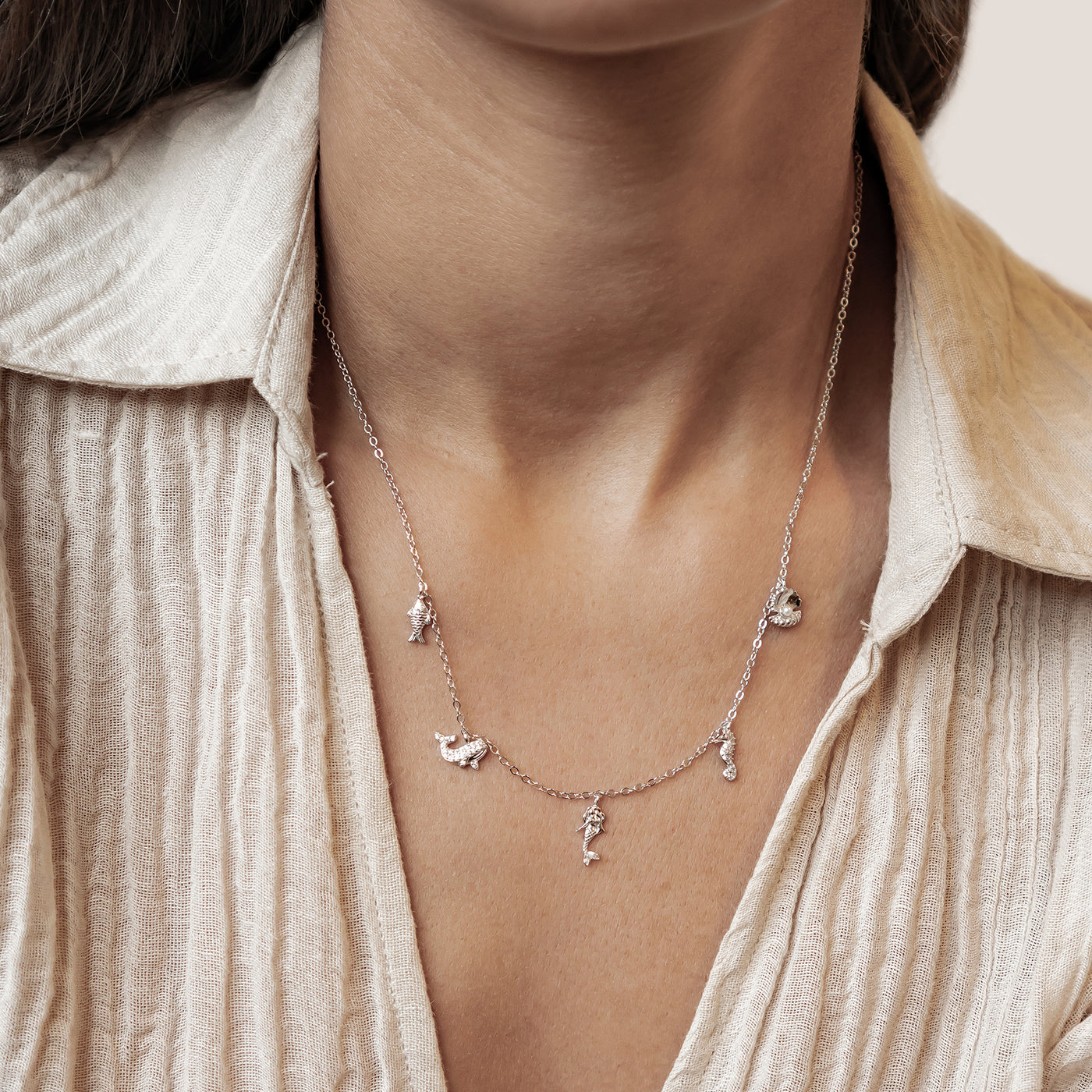 Ozean Charms Halskette Sterling Silber