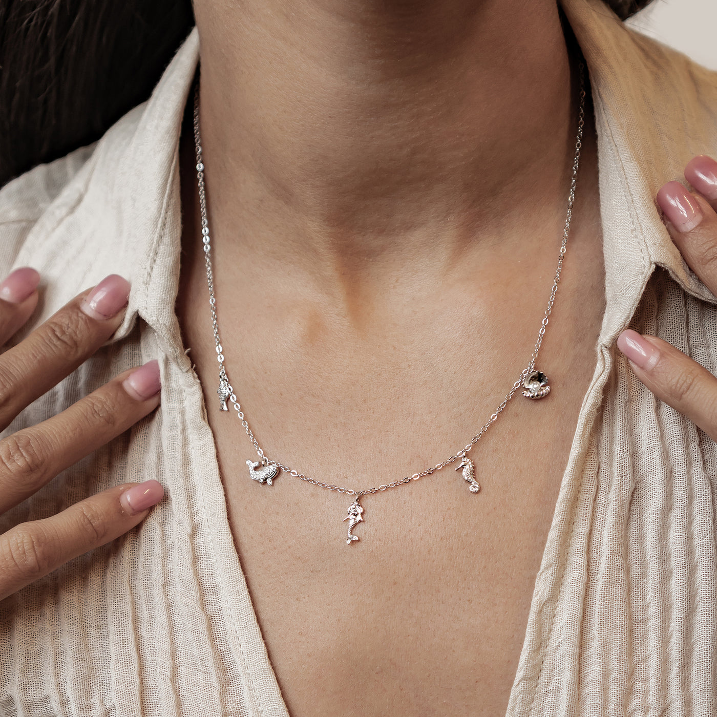 Ozean Charms Halskette Sterling Silber