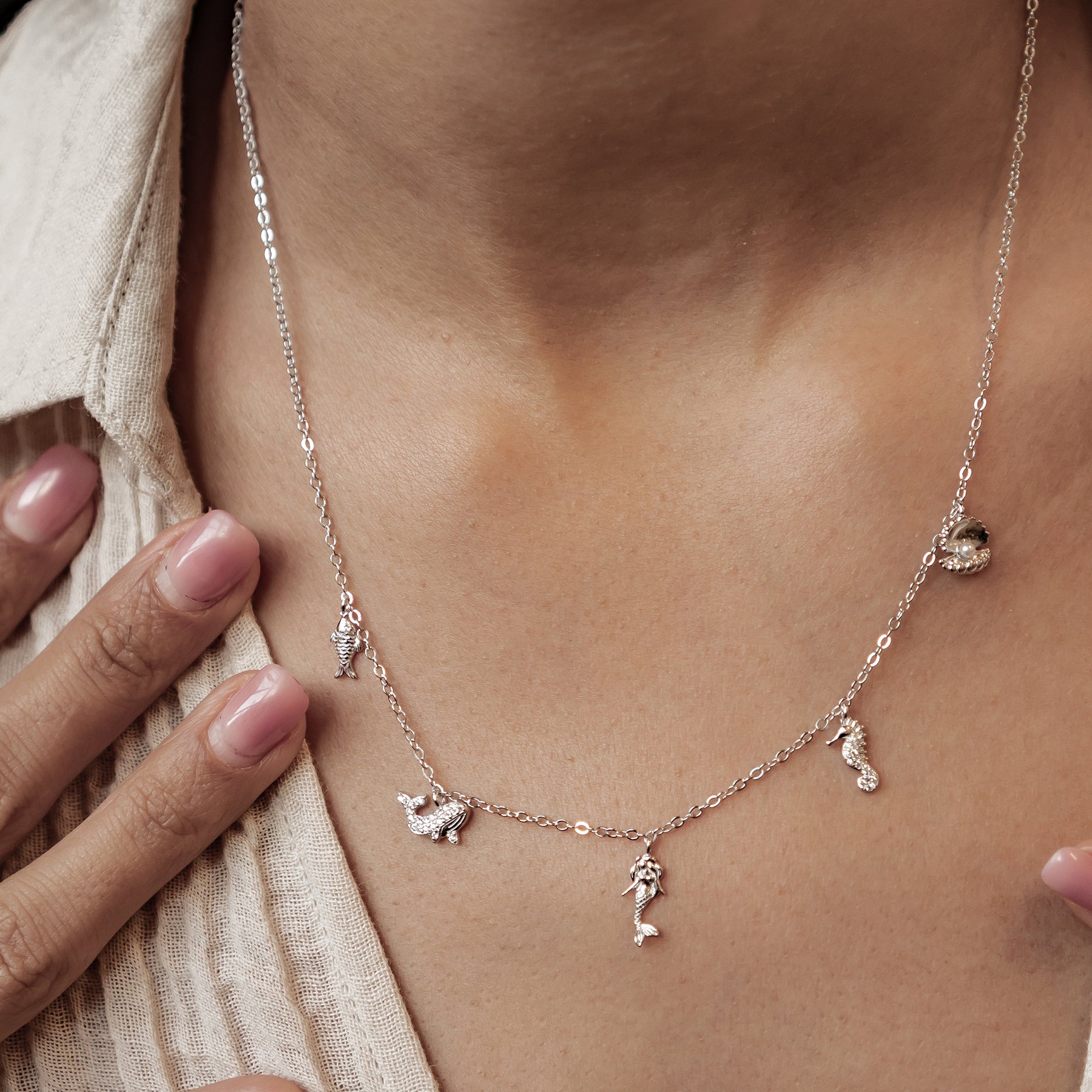 Ozean Charms Halskette Sterling Silber