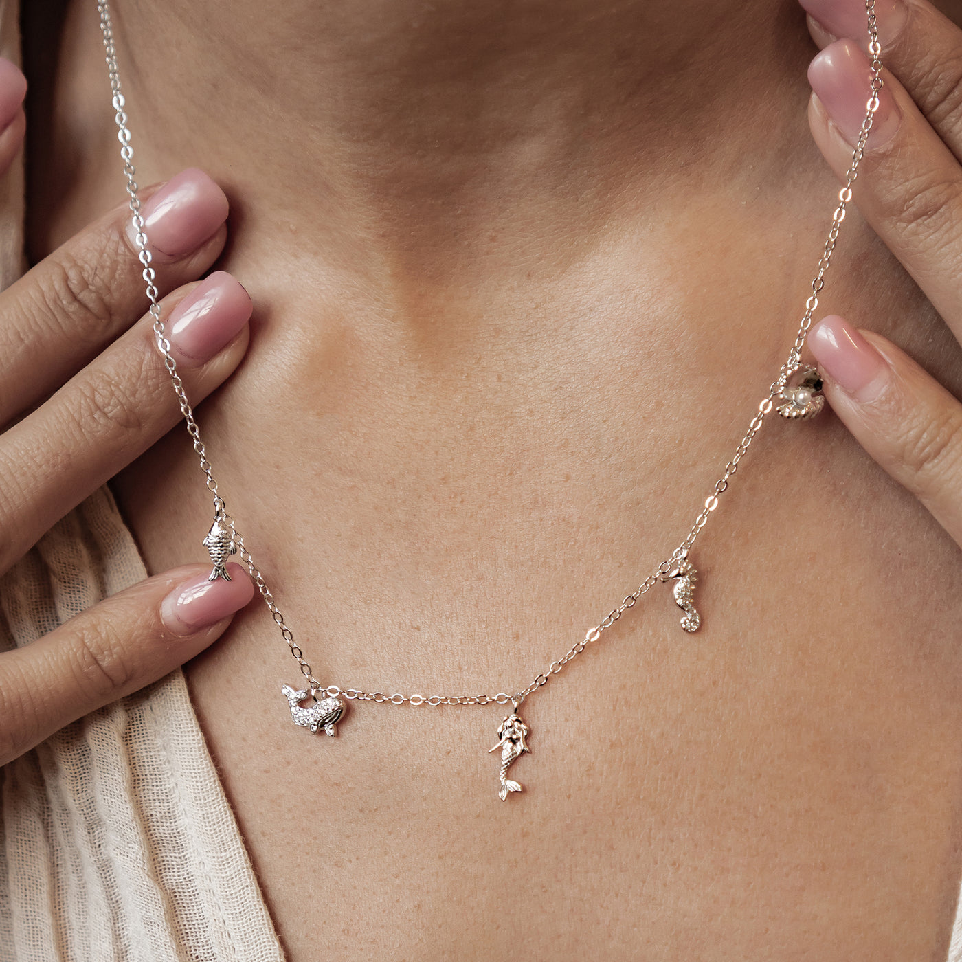 Ozean Charms Halskette Sterling Silber