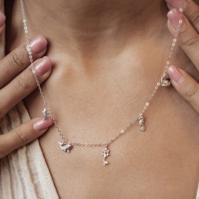 Ozean Charms Halskette Sterling Silber