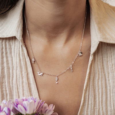 Ozean Charms Halskette Sterling Silber