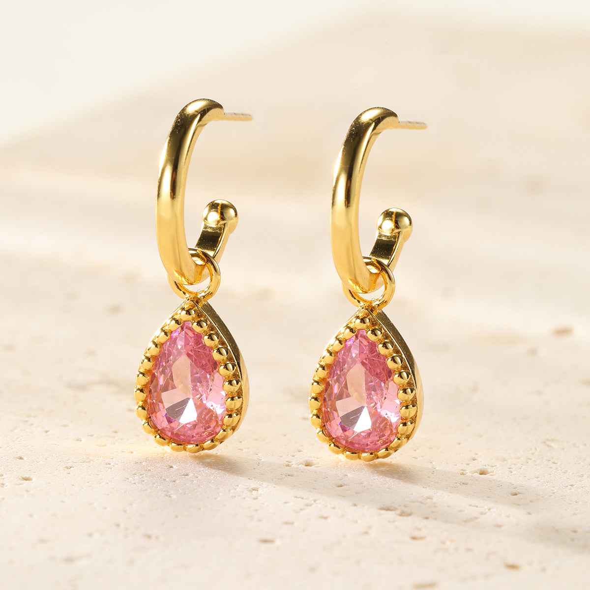 Oktober Turmalin Geburtsstein Creolen Sterlingsilber