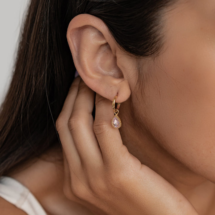Pendientes de Aro Birthstone Turmalina de Octubre en Plata de Ley