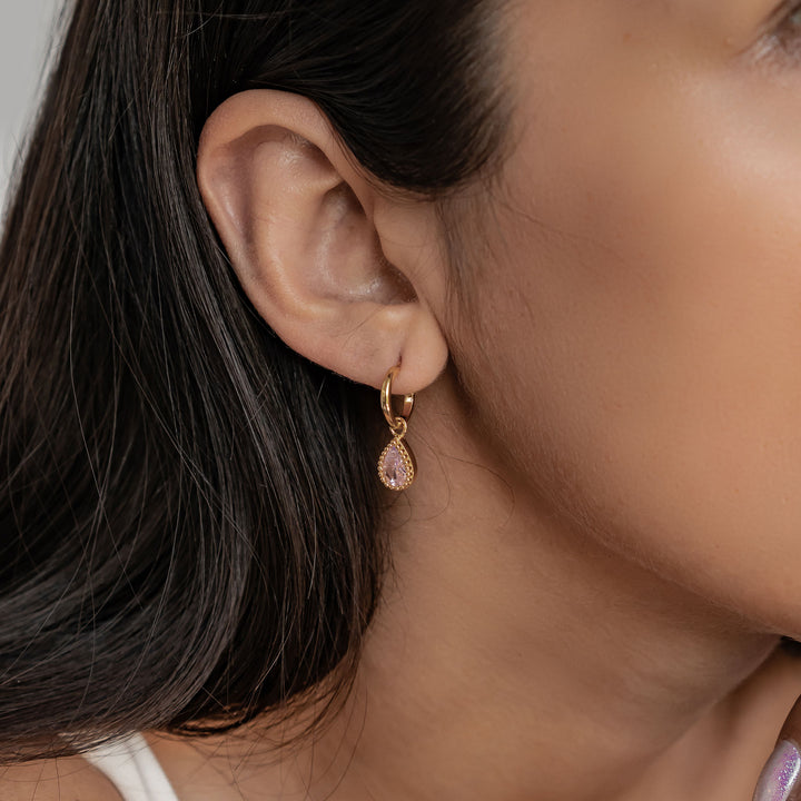 Pendientes de Aro Birthstone Turmalina de Octubre en Plata de Ley