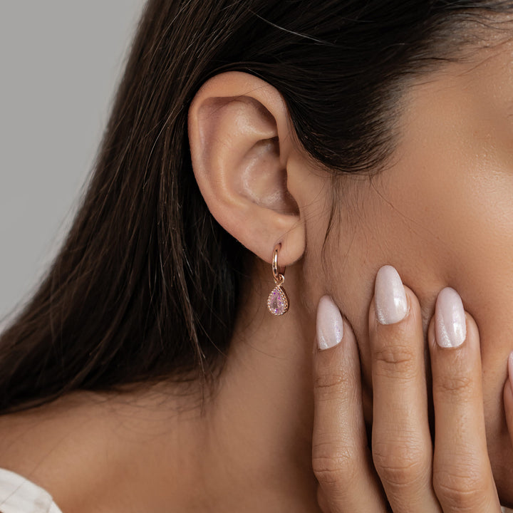 Pendientes de Aro Birthstone Turmalina de Octubre en Plata de Ley
