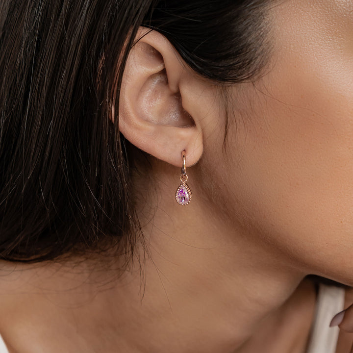 Pendientes de Aro Birthstone Turmalina de Octubre en Plata de Ley