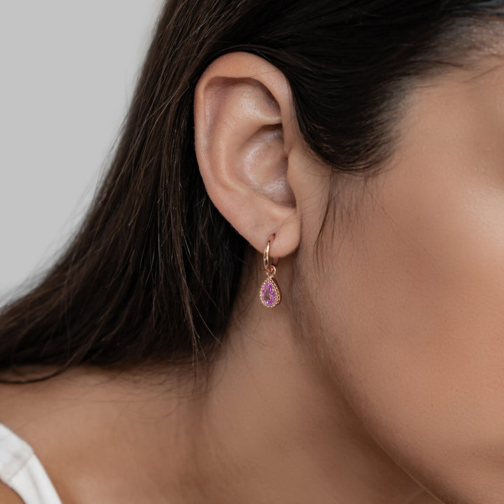Pendientes de Aro Birthstone Turmalina de Octubre en Plata de Ley