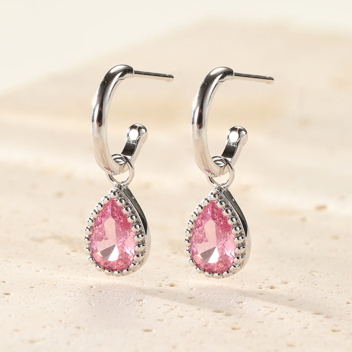 Pendientes de Aro Birthstone Turmalina de Octubre en Plata de Ley