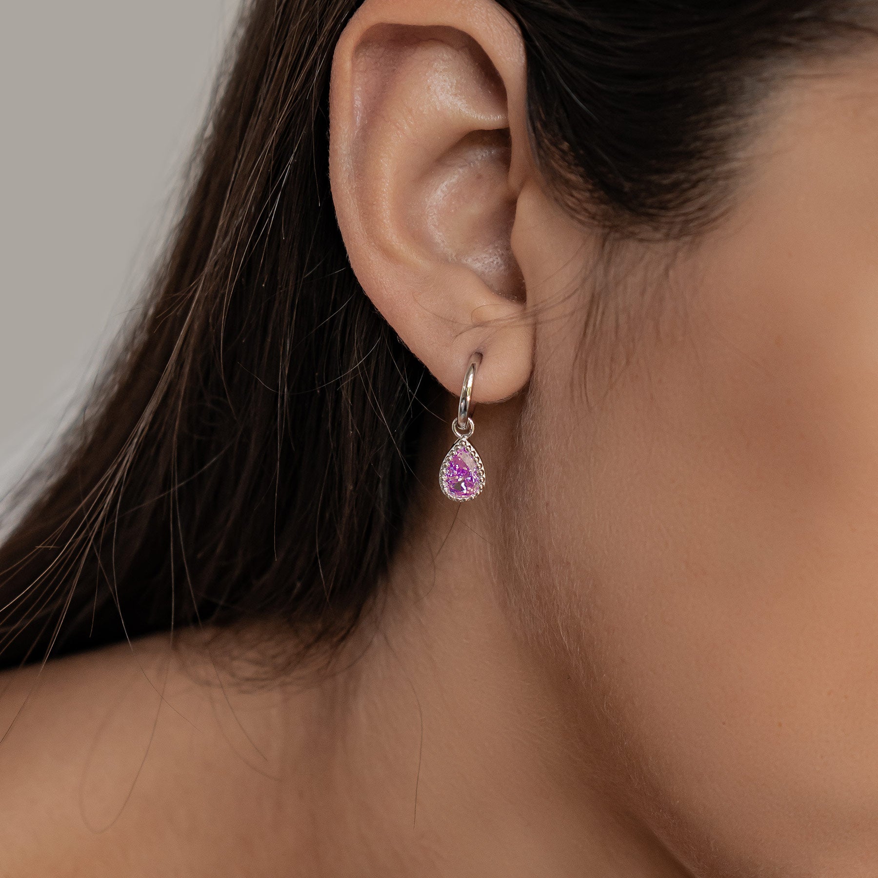 Oktober Turmalin Geburtsstein Creolen Sterlingsilber