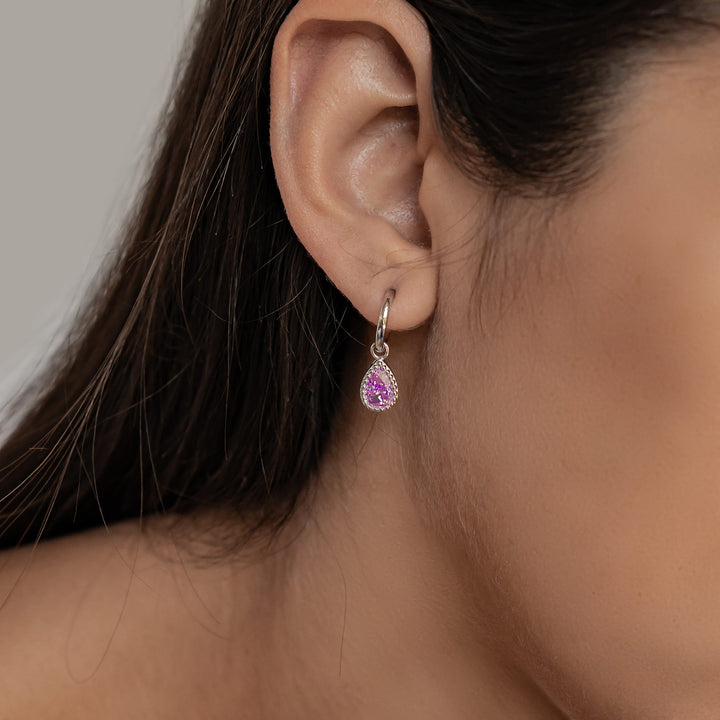 Pendientes de Aro Birthstone Turmalina de Octubre en Plata de Ley