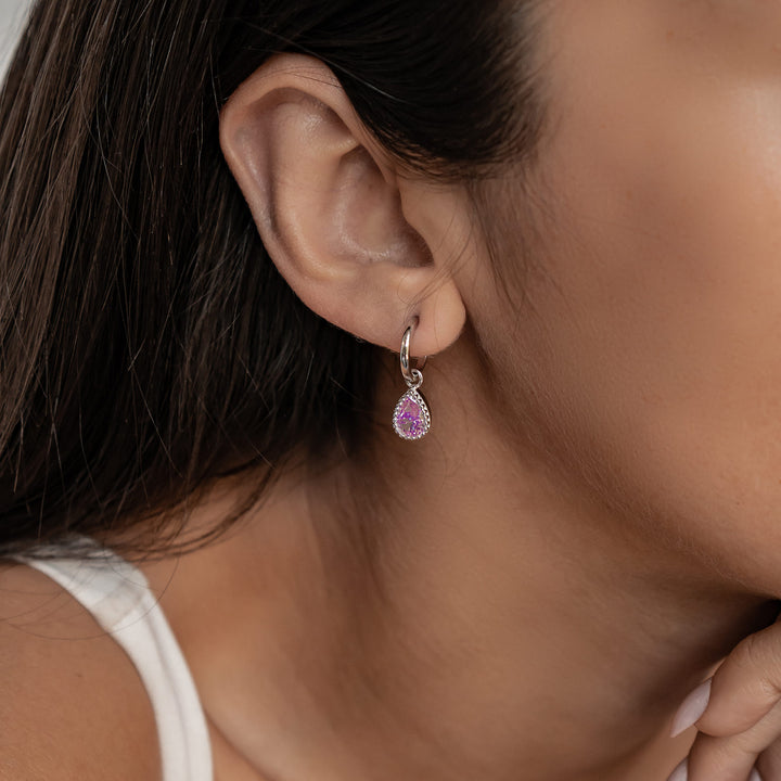 Pendientes de Aro Birthstone Turmalina de Octubre en Plata de Ley