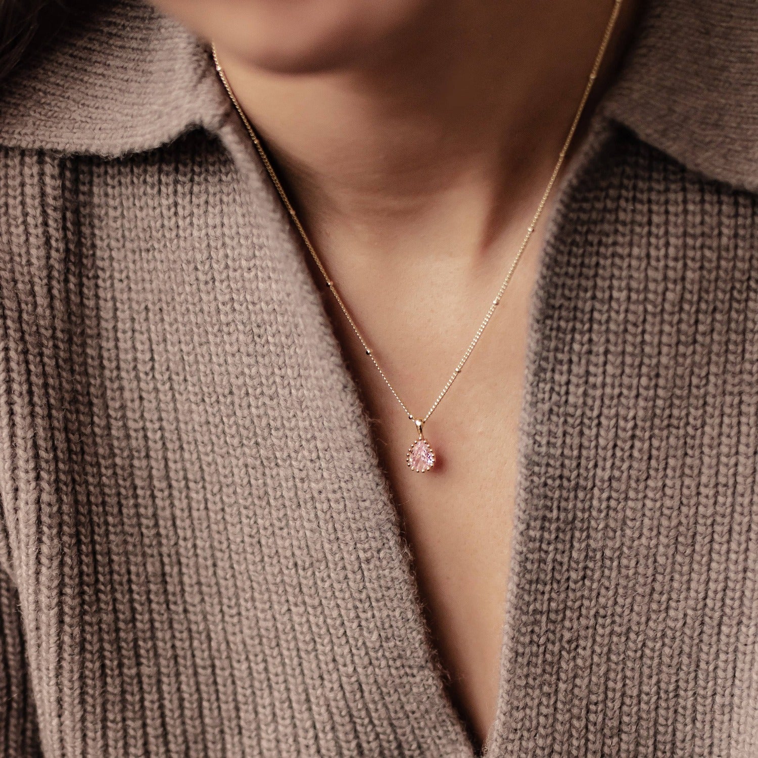 Oktober Turmalin Geburtsstein Halskette Sterlingsilber