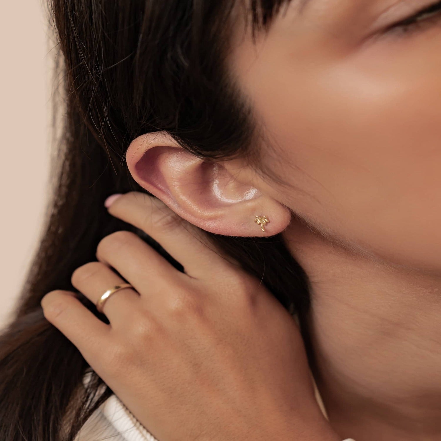 Boucles d’Oreilles Puces Palmier en Argent Sterling