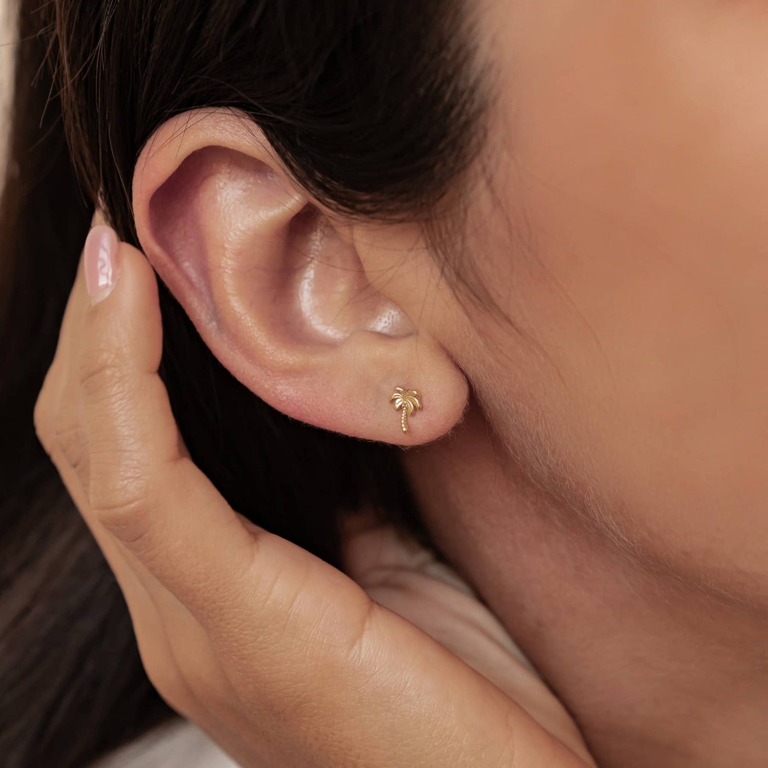 Boucles d’Oreilles Puces Palmier en Argent Sterling