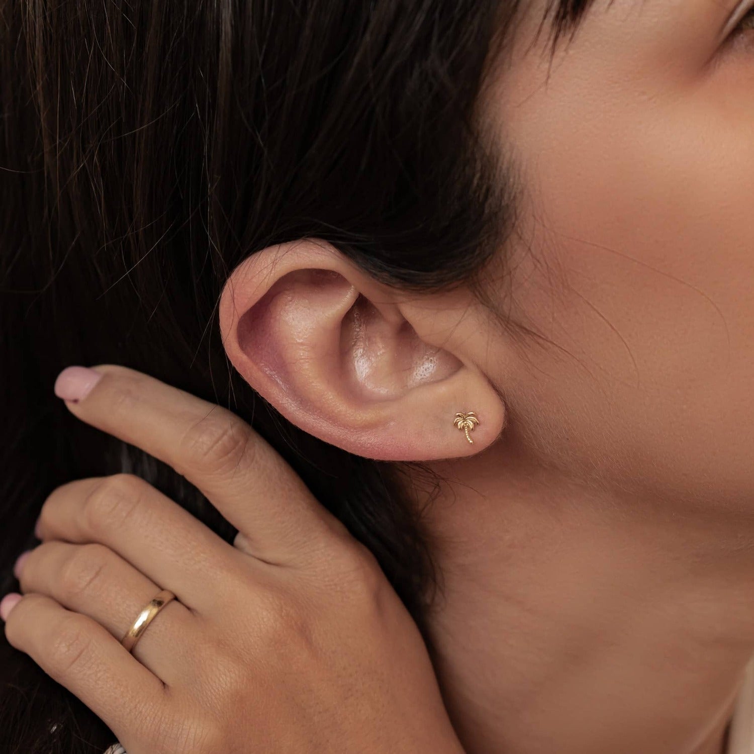 Boucles d’Oreilles Puces Palmier en Argent Sterling