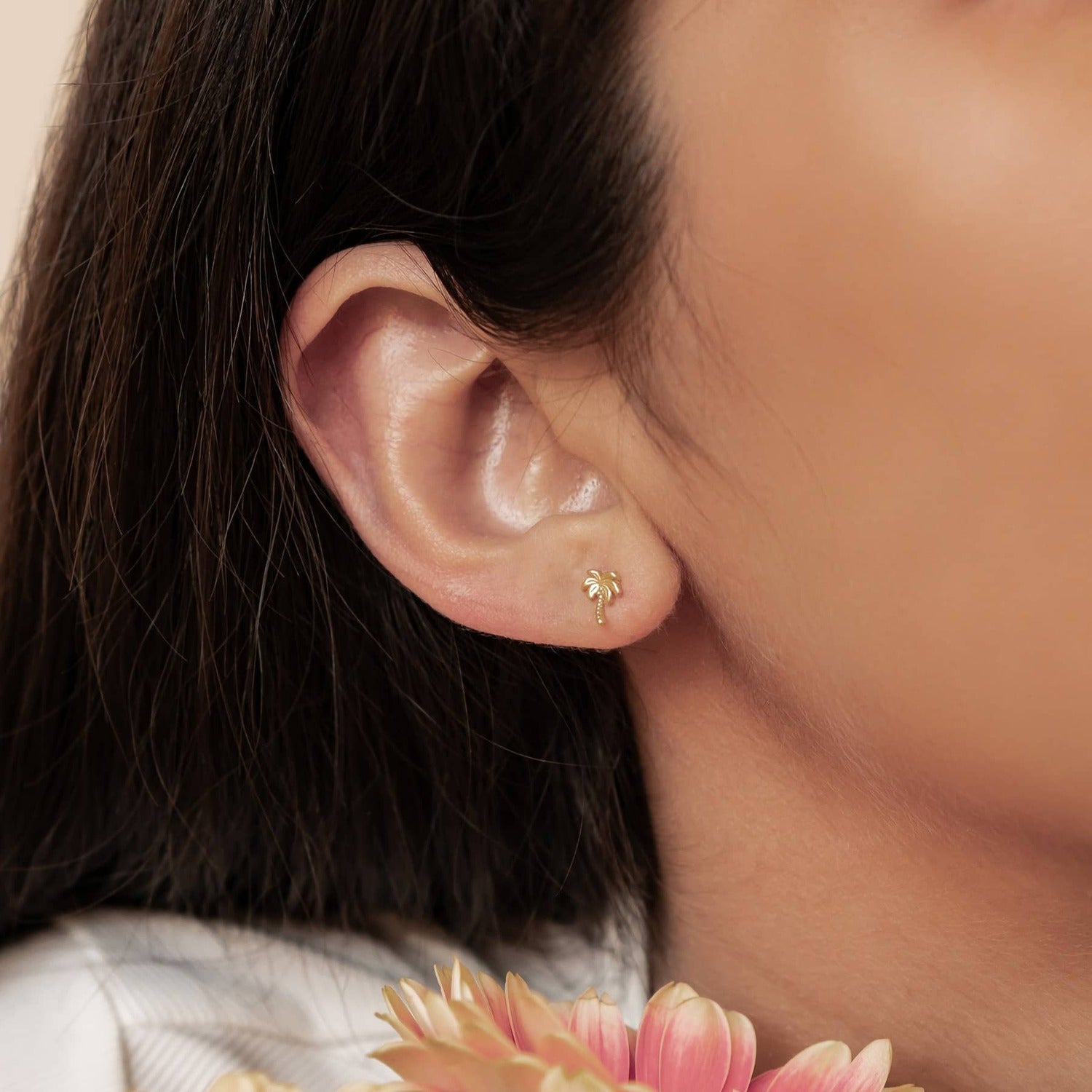 Boucles d’Oreilles Puces Palmier en Argent Sterling