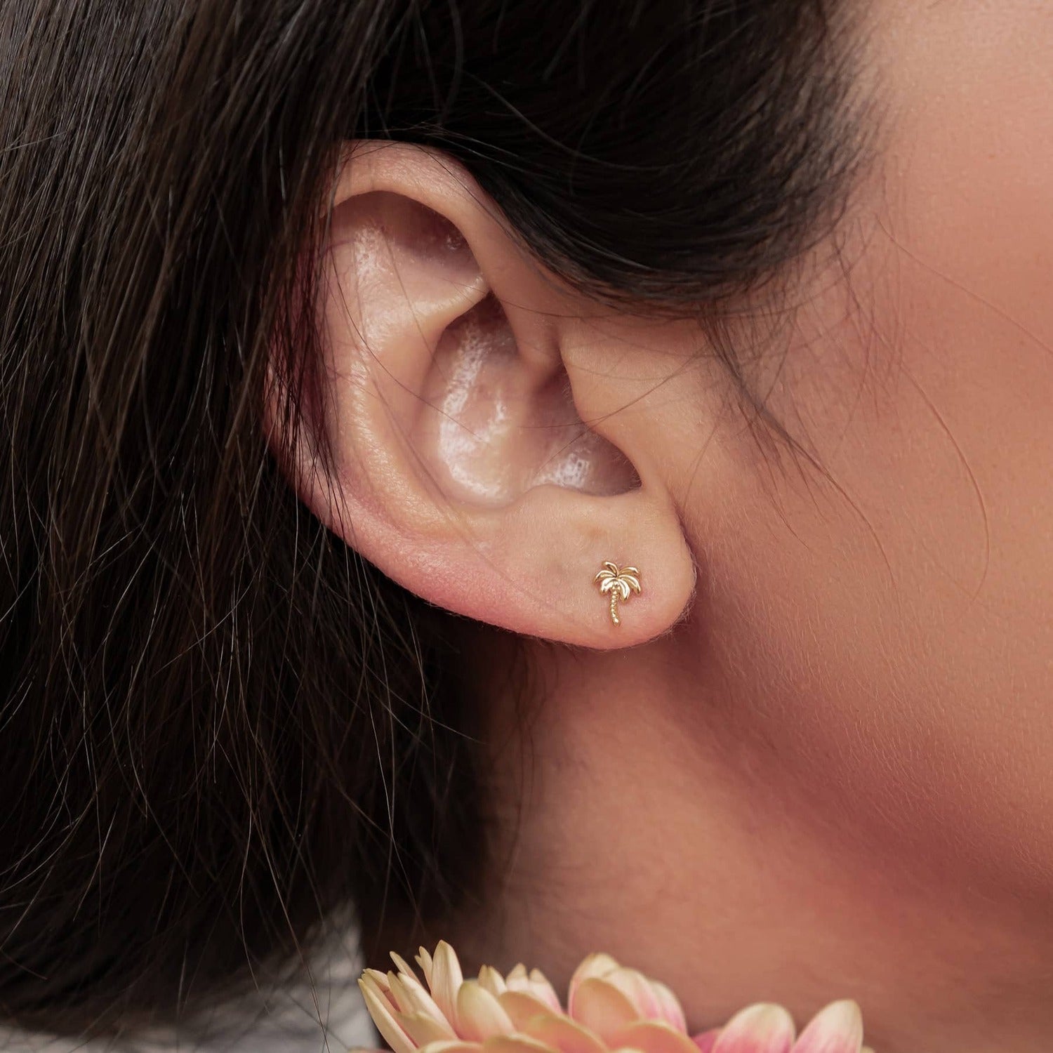 Boucles d’Oreilles Puces Palmier en Argent Sterling