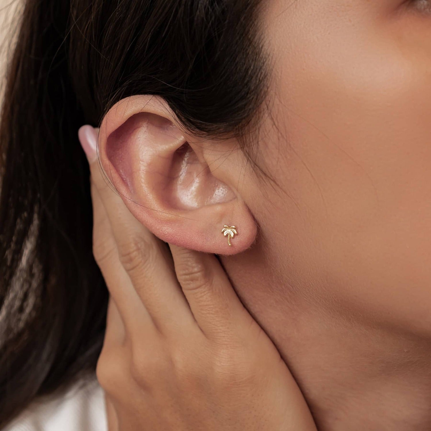 Boucles d’Oreilles Puces Palmier en Argent Sterling