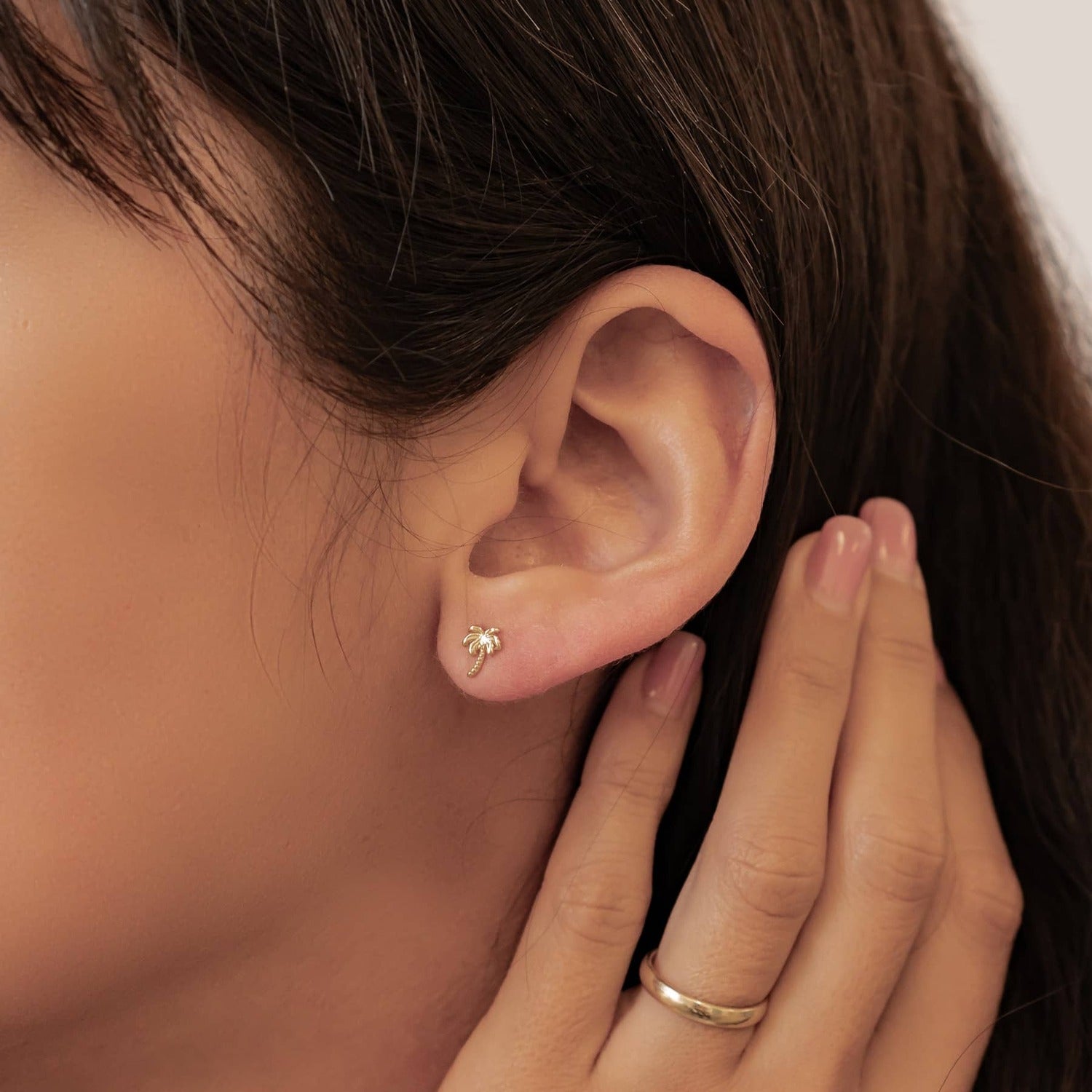 Boucles d’Oreilles Puces Palmier en Argent Sterling