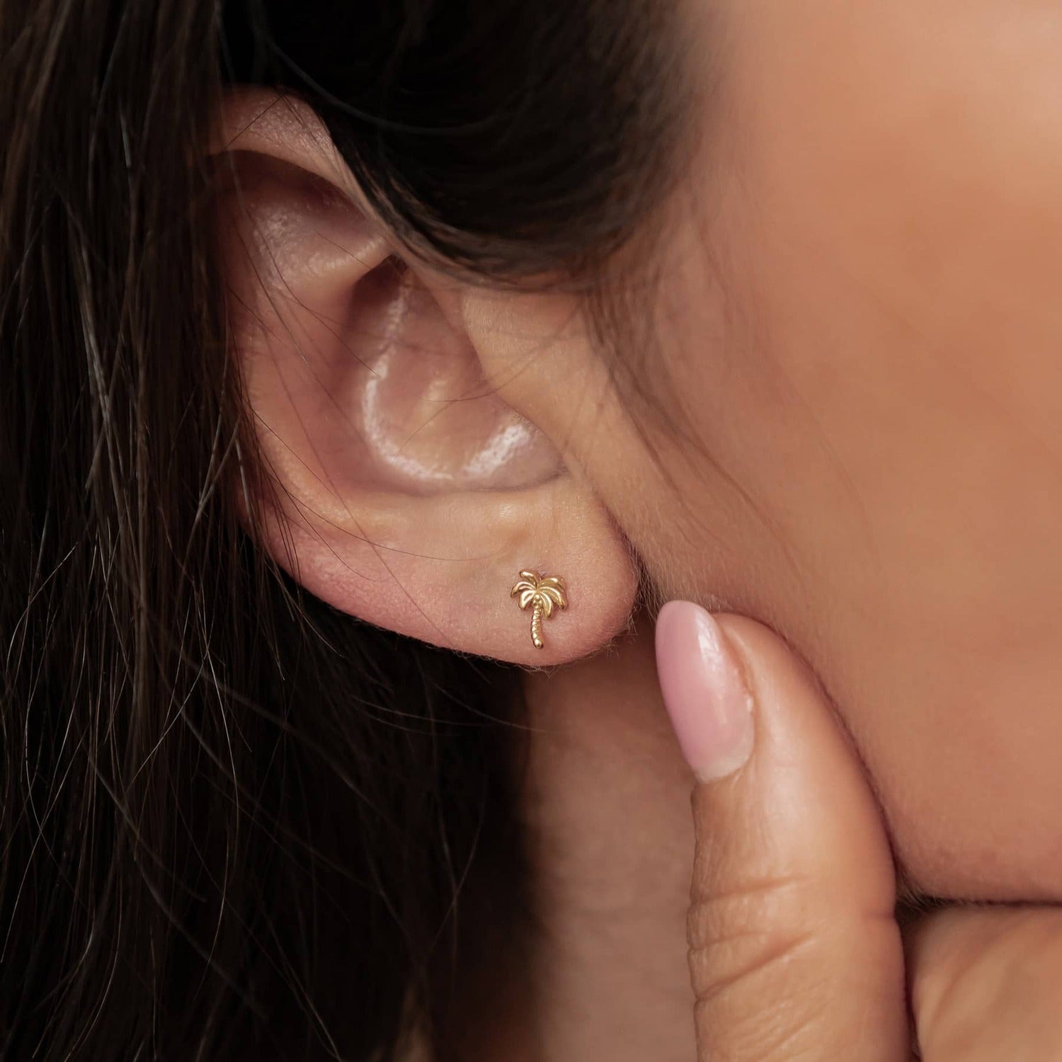 Boucles d’Oreilles Puces Palmier en Argent Sterling